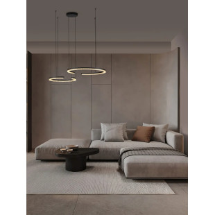 Lampa wisząca 2 okręgi ze ściemniaczem Fazzano 46cm 65cm LED 3000K czarna