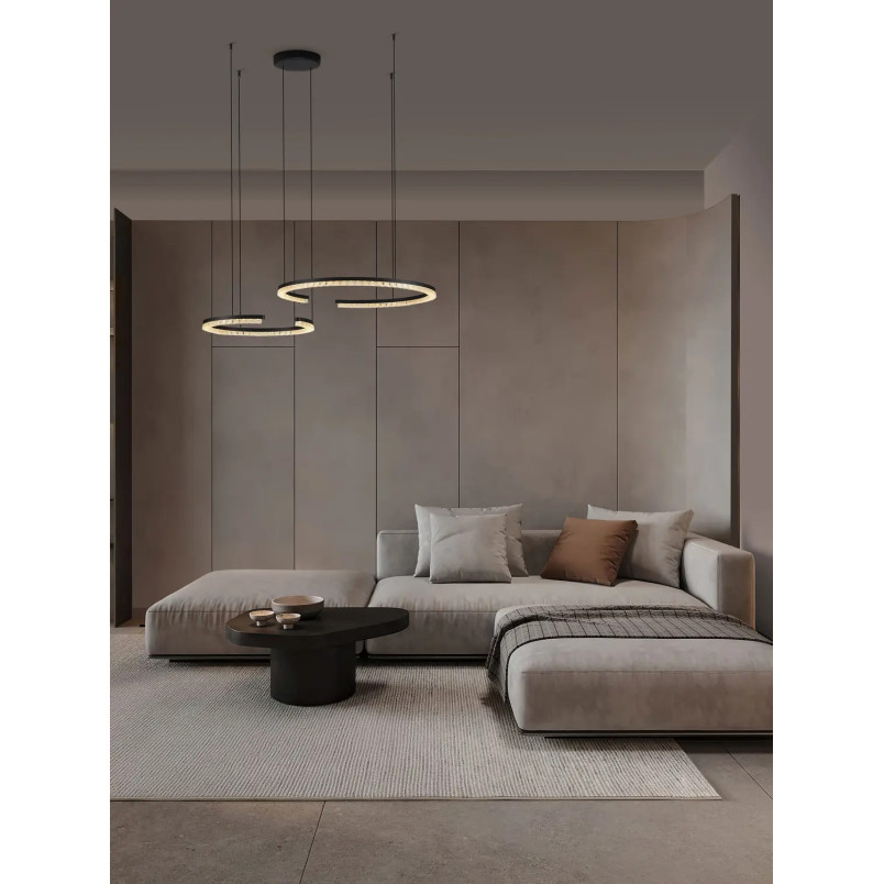 Lampa wisząca 2 okręgi ze ściemniaczem Fazzano 46cm 65cm LED 3000K czarna