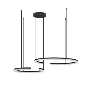 Lampa wisząca 2 okręgi ze ściemniaczem Fazzano 46cm 65cm LED 3000K czarna