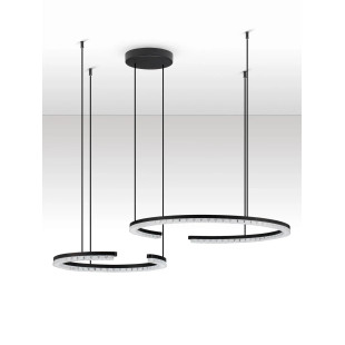 Lampa wisząca 2 okręgi ze ściemniaczem Fazzano 46cm 65cm LED 3000K czarna