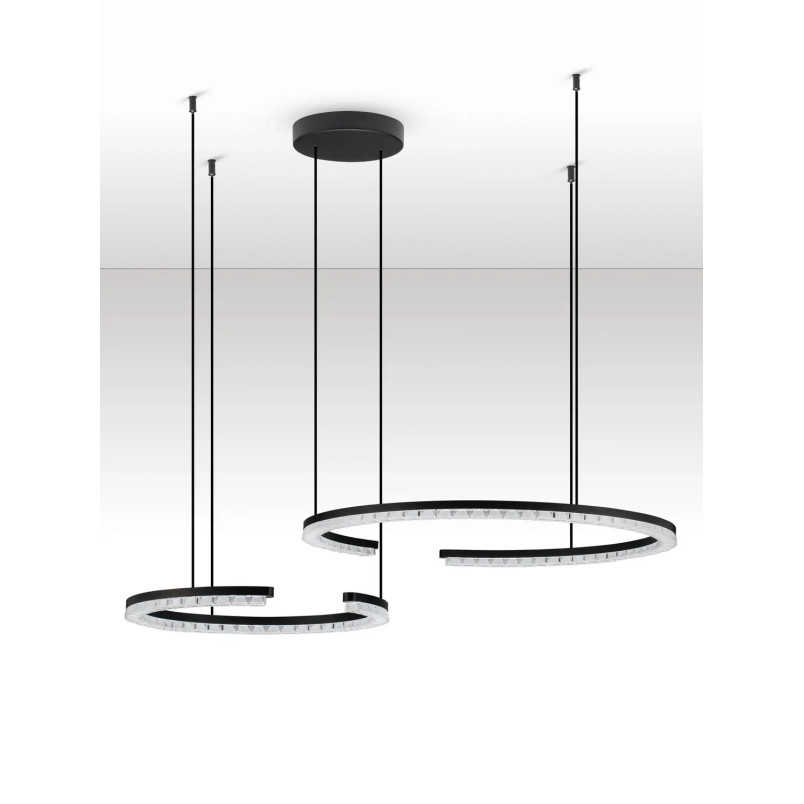 Lampa wisząca 2 okręgi ze ściemniaczem Fazzano 46cm 65cm LED 3000K czarna