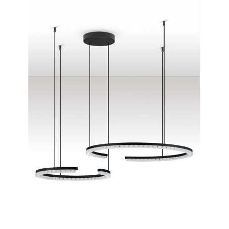 Lampa wisząca 2 okręgi ze ściemniaczem Fazzano 46cm 65cm LED 3000K czarna