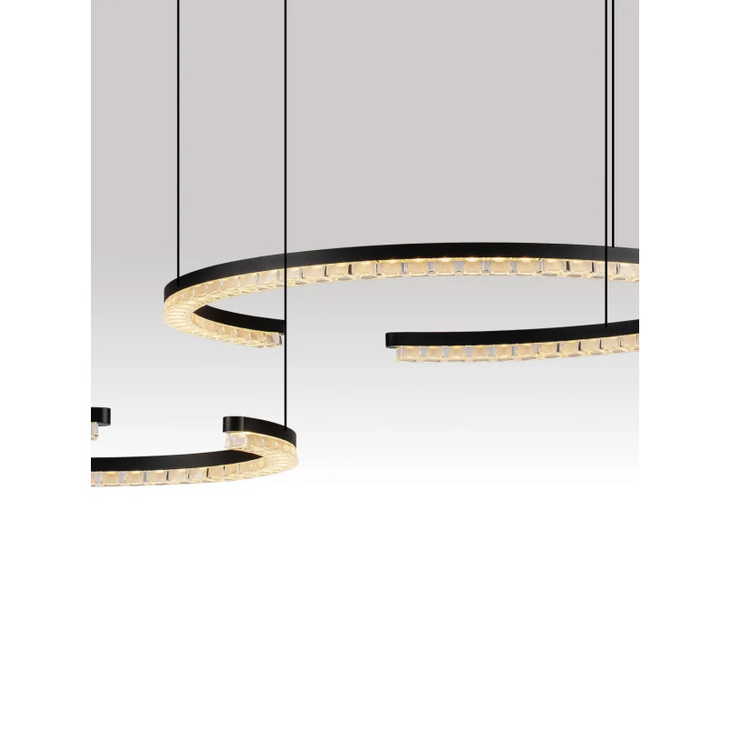 Lampa wisząca 2 okręgi ze ściemniaczem Fazzano 46cm 65cm LED 3000K czarna