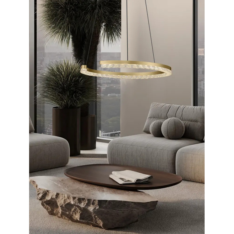Lampa wisząca okrągła ze ściemniaczem Fazzano 46cm LED 3000K złoty mosiądz