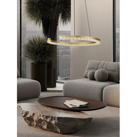 Lampa wisząca okrągła ze ściemniaczem Fazzano 46cm LED 3000K złoty mosiądz