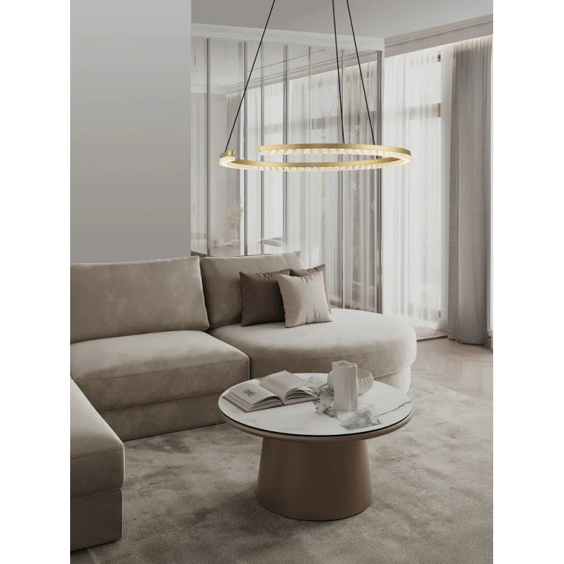 Lampa wisząca okrągła ze ściemniaczem Fazzano 65cm LED 3000K złoty mosiądz