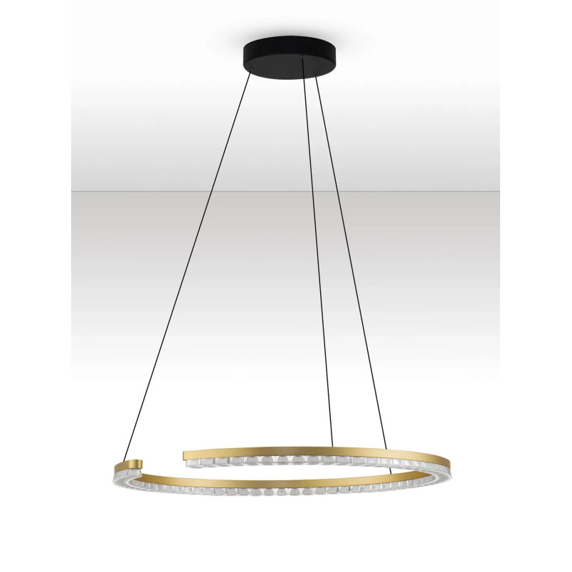 Lampa wisząca okrągła ze ściemniaczem Fazzano 65cm LED 3000K złoty mosiądz