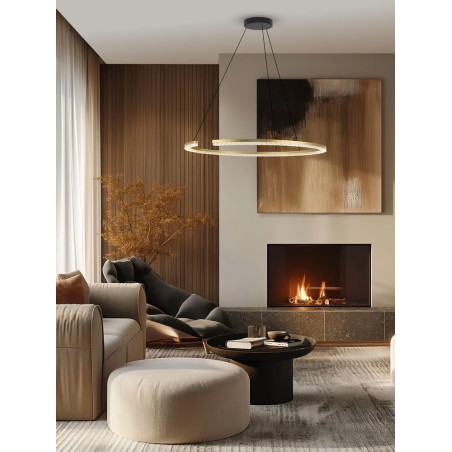 Lampa wisząca okrągła ze ściemniaczem Fazzano 85cm LED 3000K złoty mosiądz
