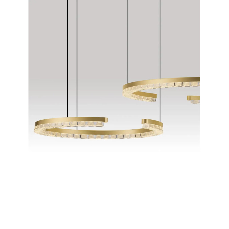 Lampa wisząca 2 okręgi ze ściemniaczem Fazzano 46cm 65cm LED 3000K złoty mosiądz