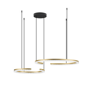 Lampa wisząca 2 okręgi ze ściemniaczem Fazzano 46cm 65cm LED 3000K złoty mosiądz
