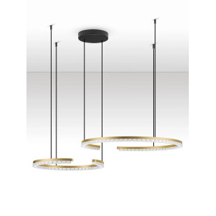 Lampa wisząca 2 okręgi ze ściemniaczem Fazzano 46cm 65cm LED 3000K złoty mosiądz