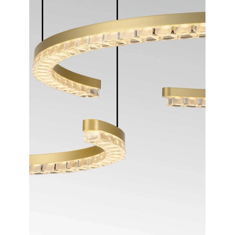 Lampa wisząca 2 okręgi ze ściemniaczem Fazzano 46cm 65cm LED 3000K złoty mosiądz