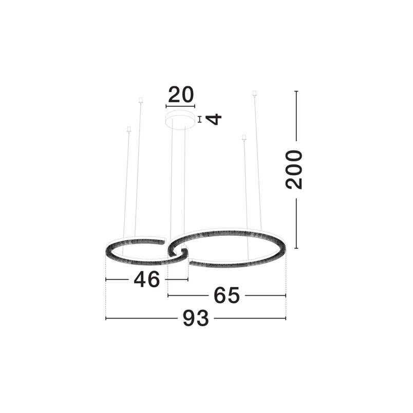 Lampa wisząca 2 okręgi ze ściemniaczem Fazzano 46cm 65cm LED 3000K złoty mosiądz