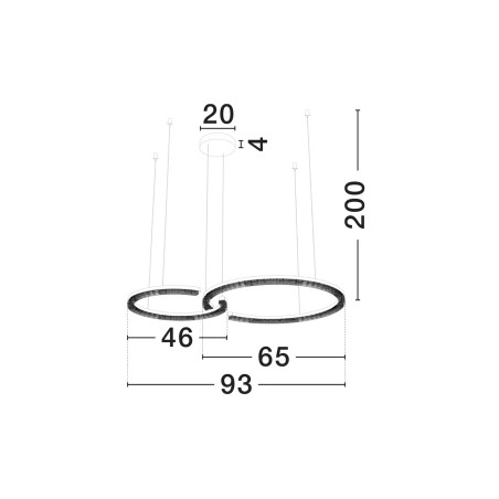 Lampa wisząca 2 okręgi ze ściemniaczem Fazzano 46cm 65cm LED 3000K złoty mosiądz