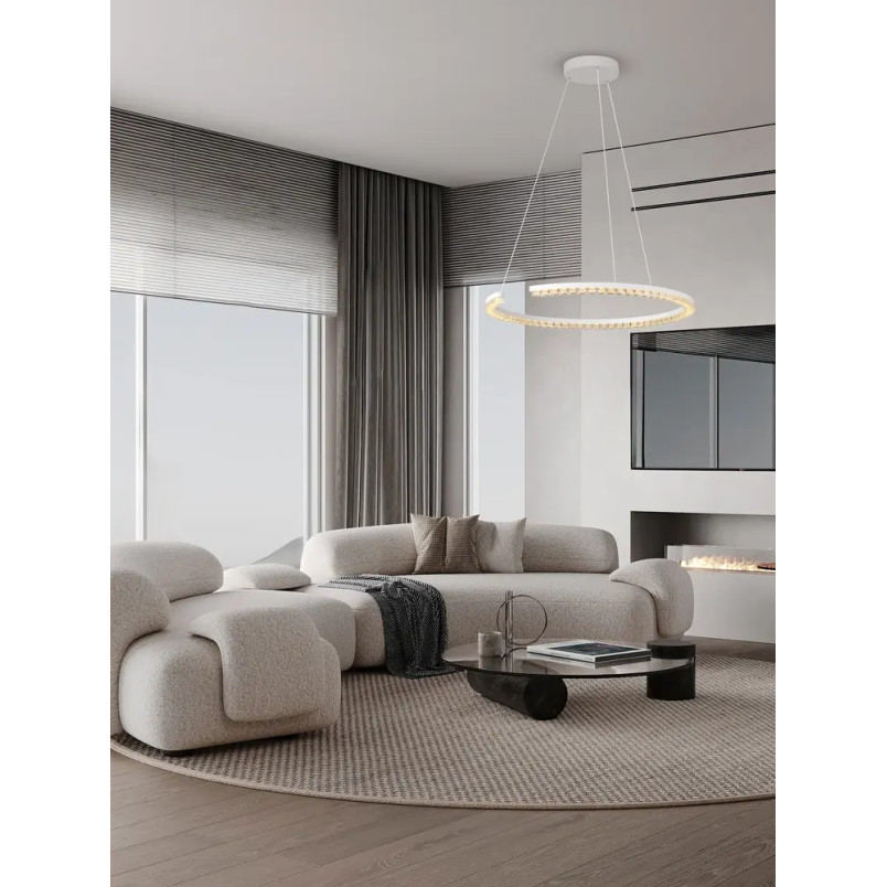 Lampa wisząca okrągła ze ściemniaczem Fazzano 65cm LED 3000K biała