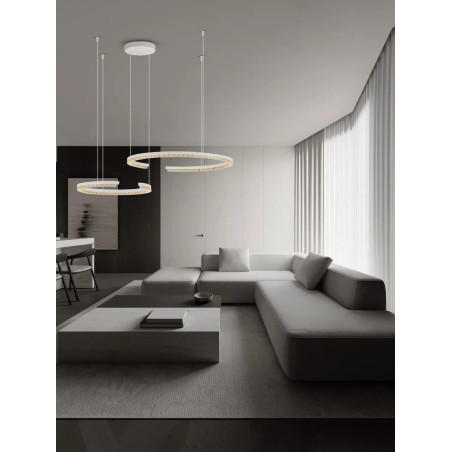 Lampa wisząca 2 okręgi ze ściemniaczem Fazzano 46cm 65cm LED 3000K biała