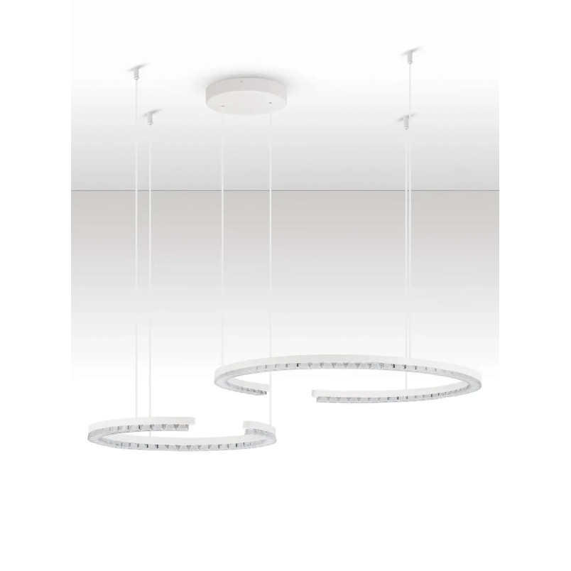 Lampa wisząca 2 okręgi ze ściemniaczem Fazzano 46cm 65cm LED 3000K biała
