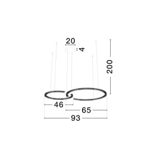 Lampa wisząca 2 okręgi ze ściemniaczem Fazzano 46cm 65cm LED 3000K biała