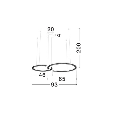 Lampa wisząca 2 okręgi ze ściemniaczem Fazzano 46cm 65cm LED 3000K biała