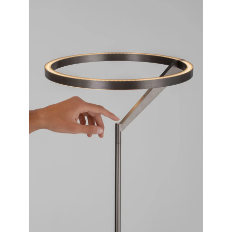 Lampa podłogowa ring z dotykowym ściemniaczem Razza 168cm 3000K nikiel