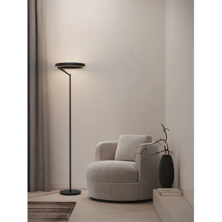 Lampa podłogowa ring z dotykowym ściemniaczem Fronti LED 3000K 40cm H180cm czarna