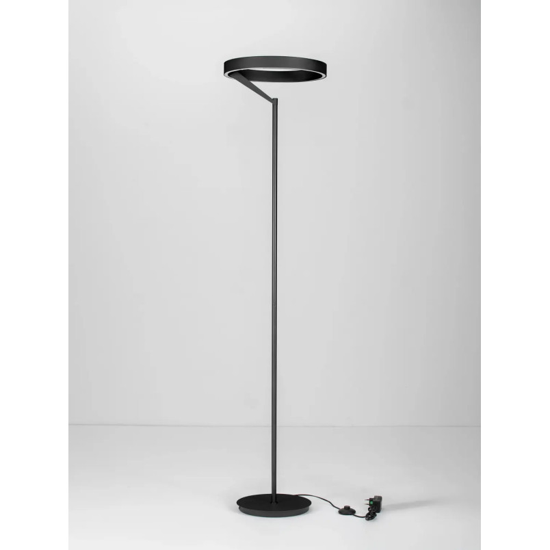 Lampa podłogowa ring z dotykowym ściemniaczem Fronti LED 3000K 40cm H180cm czarna