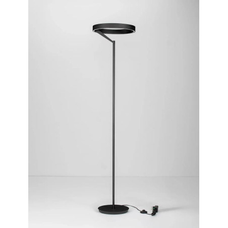 Lampa podłogowa ring z dotykowym ściemniaczem Fronti LED 3000K 40cm H180cm czarna