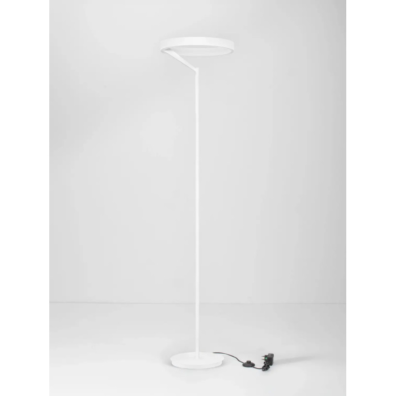 Lampa podłogowa ring z dotykowym ściemniaczem Fronti LED 3000K 40cm H180cm biała