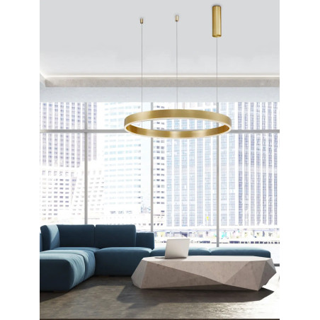 Lampa wisząca okrągła ring - ściemniacz triac Lupia 80cm LED 3000K złoty mosiądz