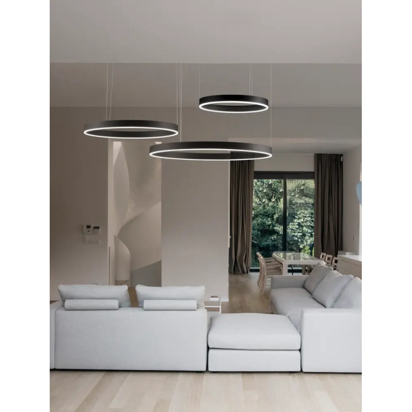 Lampa wisząca 2 okręgi  - ściemniacz triac Lupia 60/80/100cm LED 3000K czarna