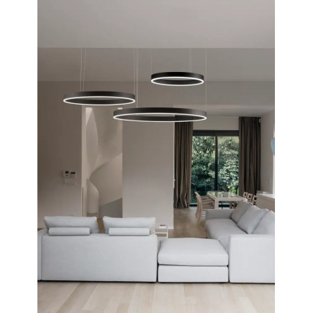 Lampa wisząca 2 okręgi  - ściemniacz triac Lupia 60/80/100cm LED 3000K czarna