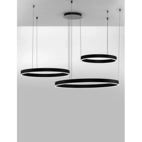 Lampa wisząca 2 okręgi  - ściemniacz triac Lupia 60/80/100cm LED 3000K czarna