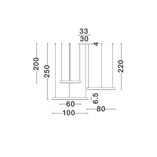 Lampa wisząca 2 okręgi  - ściemniacz triac Lupia 60/80/100cm LED 3000K czarna