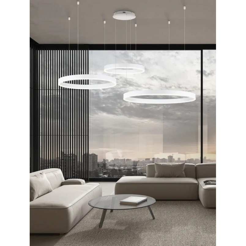 Lampa wisząca 2 okręgi  - ściemniacz triac Lupia 60/80/100cm LED 3000K biała