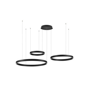 Lampa wisząca 3 ringi - ściemniacz triac Giotto 40/60/80cm LED 3000K czarna