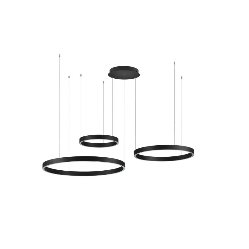 Lampa wisząca 3 ringi - ściemniacz triac Giotto 40/60/80cm LED 3000K czarna