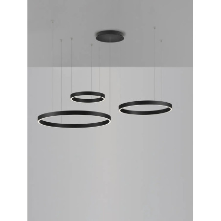 Lampa wisząca 3 ringi - ściemniacz triac Giotto 40/60/80cm LED 3000K czarna