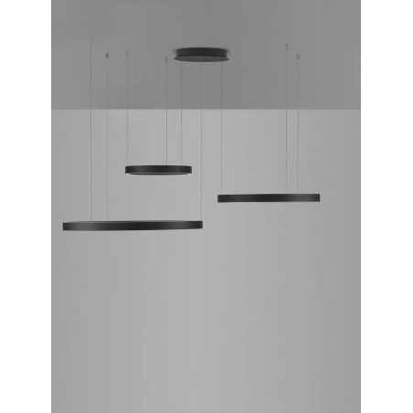 Lampa wisząca 3 ringi - ściemniacz triac Giotto 40/60/80cm LED 3000K czarna