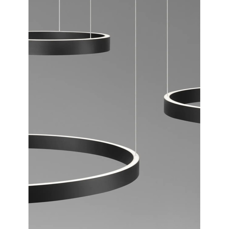 Lampa wisząca 3 ringi - ściemniacz triac Giotto 40/60/80cm LED 3000K czarna