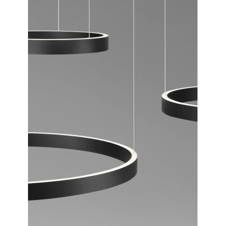Lampa wisząca 3 ringi - ściemniacz triac Giotto 40/60/80cm LED 3000K czarna