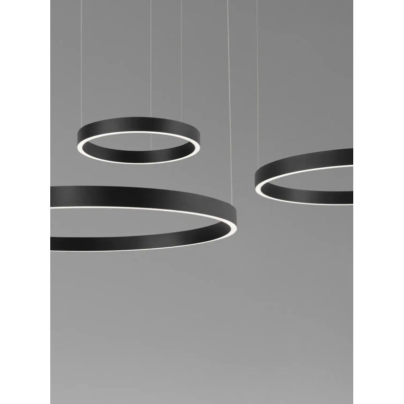 Lampa wisząca 3 ringi - ściemniacz triac Giotto 40/60/80cm LED 3000K czarna