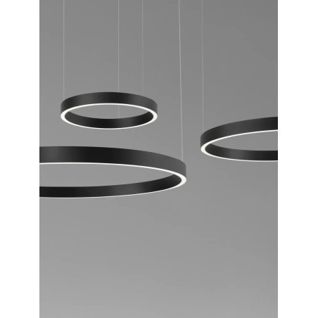 Lampa wisząca 3 ringi - ściemniacz triac Giotto 40/60/80cm LED 3000K czarna