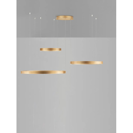 Lampa wisząca 3 ringi - ściemniacz triac Giotto 40/60/80cm LED 3000K szczotkowane złoto