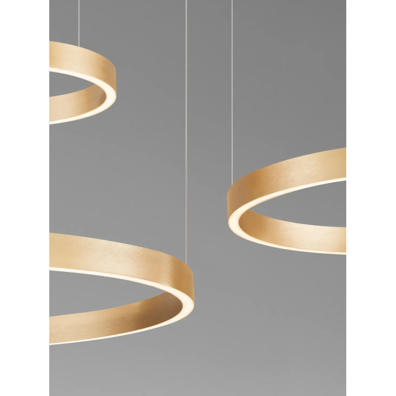 Lampa wisząca 3 ringi - ściemniacz triac Giotto 40/60/80cm LED 3000K szczotkowane złoto