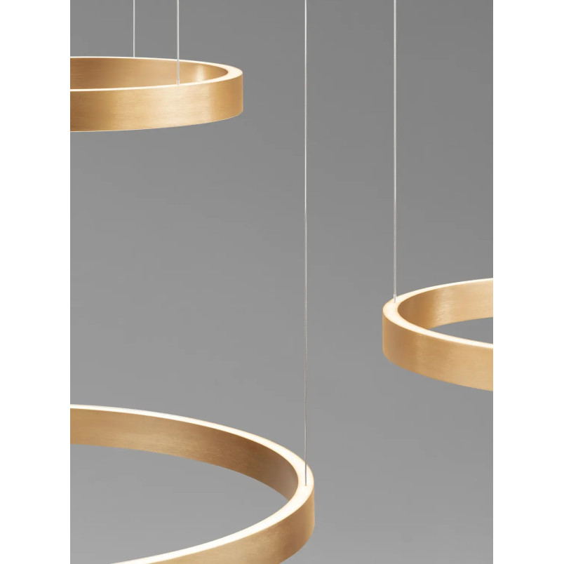 Lampa wisząca 3 ringi - ściemniacz triac Giotto 40/60/80cm LED 3000K szczotkowane złoto