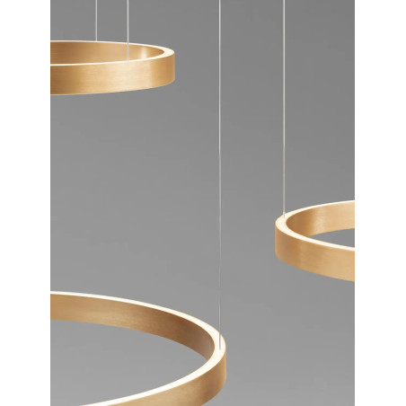Lampa wisząca 3 ringi - ściemniacz triac Giotto 40/60/80cm LED 3000K szczotkowane złoto