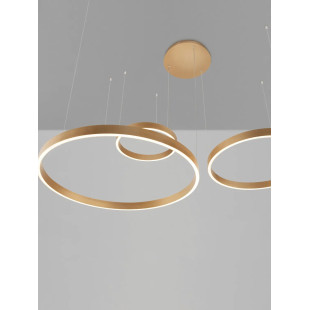 Lampa wisząca 3 ringi - ściemniacz triac Giotto 40/60/80cm LED 3000K szczotkowane złoto
