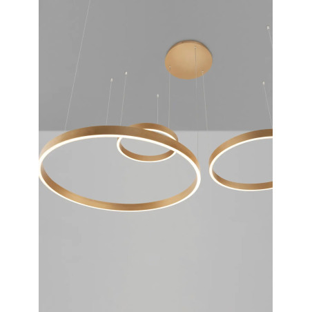 Lampa wisząca 3 ringi - ściemniacz triac Giotto 40/60/80cm LED 3000K szczotkowane złoto