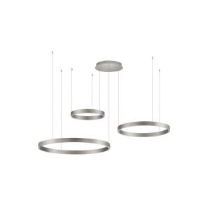 Lampa wisząca 3 ringi - ściemniacz triac Giotto 40/60/80cm LED 3000K szczotkowany srebrny
