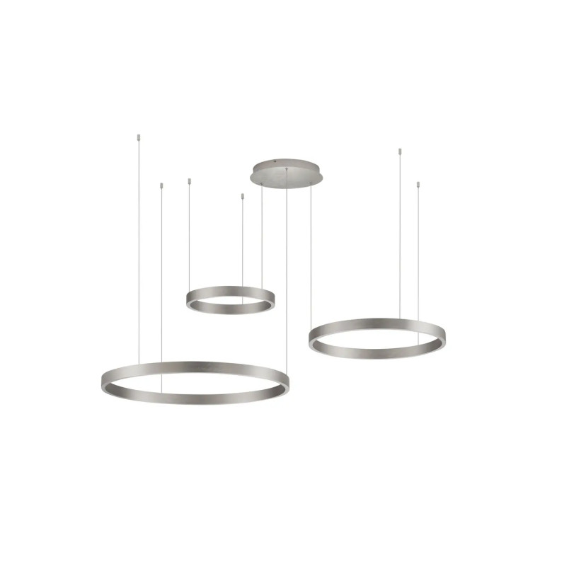 Lampa wisząca 3 ringi - ściemniacz triac Giotto 40/60/80cm LED 3000K szczotkowany srebrny